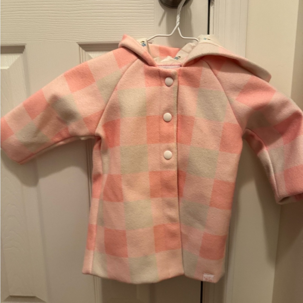 SweetHoney Pink and Cream Checkered Pea Coat